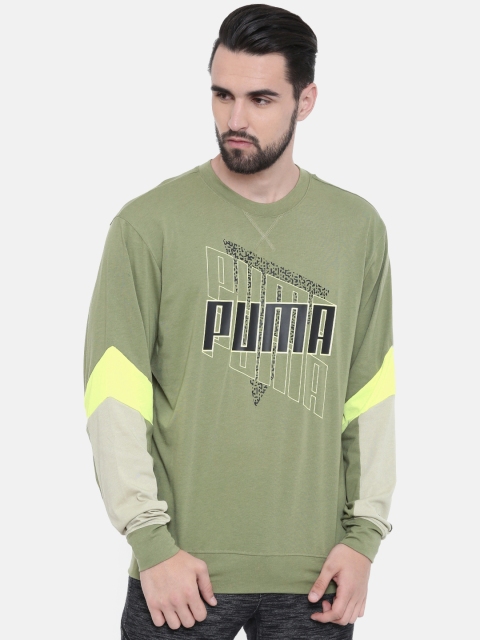 

Puma Men Olive Green Printed Retro Lightweight dryCELL Sweatshirt