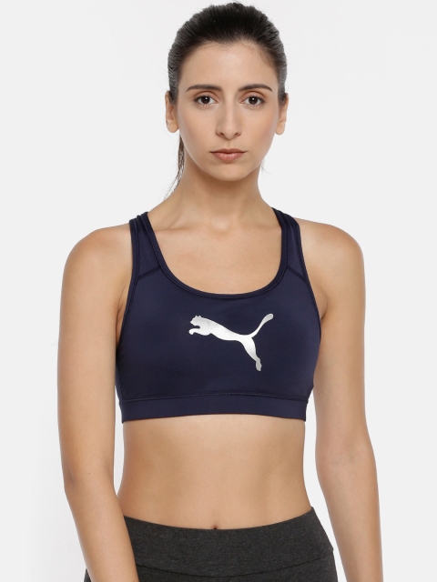 

Puma Navy Solid Non-Wired Lightly Padded 4Keeps Sports Bra 51699803, Navy blue