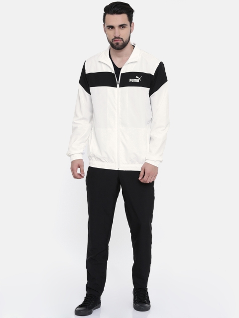 

Puma Men White & Black Solid Clean Woven OP Tracksuit