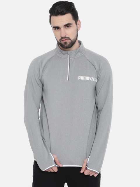 

Puma Men Grey Solid Slim Fit Tec Sports 1/2 Zip dryCELL Sweatshirt