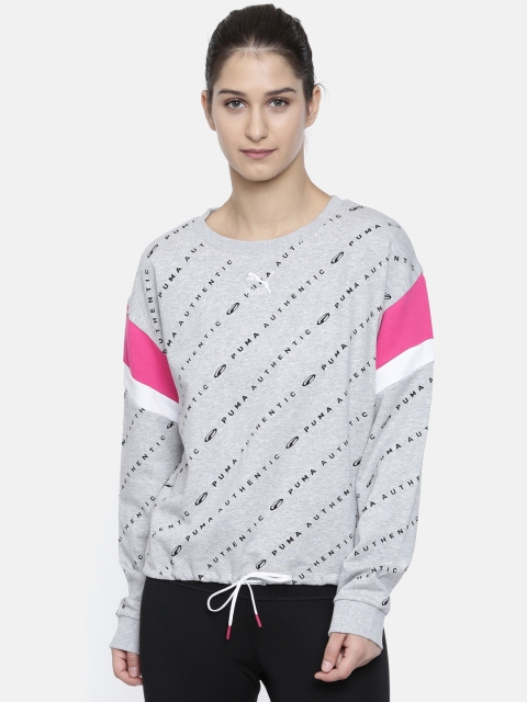 

Puma Women Grey Melange Printed 90s Retro AOP Crew Wmns Sweatshirt