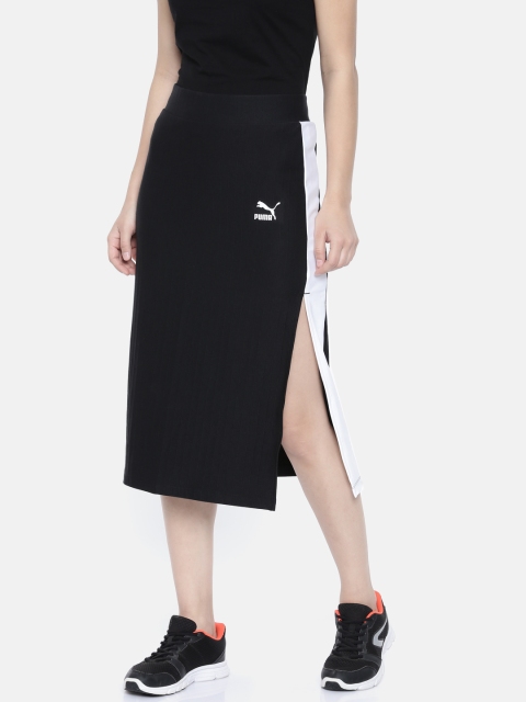 

Puma Women Black Solid Classics Rib Pencil Skirt