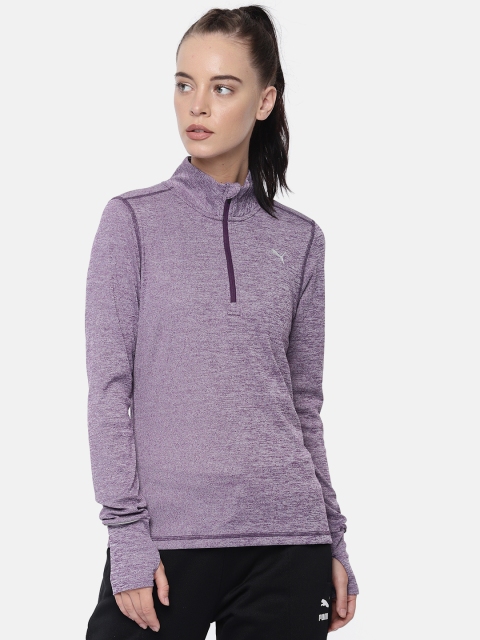

Puma Women Purple Solid Ignite 1 2 Zip Top W Indigo T-Shirt