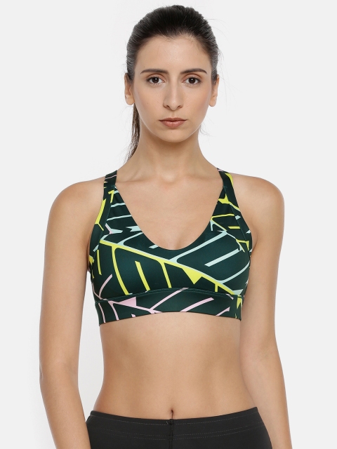 

Puma Green & Yellow Printed Non-Wired Lightly Padded Cosmic M TZ Sports Bra 51747503