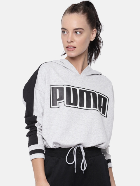 

Puma Women Grey Melange Printed Rebel Reload Cropped Sweatshirt