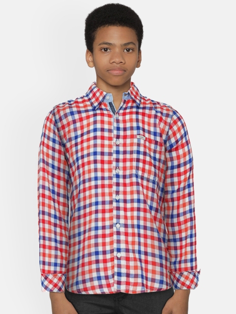 

Pepe Jeans Boys Coral & Blue Regular Fit Checked Casual Shirt