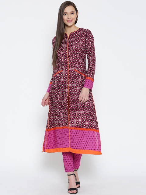 

Vishudh Pink & Maroon Printed Kurta with Trousers