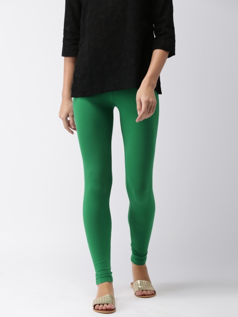 

Go Colors Women Green Solid Churidar Length Leggings