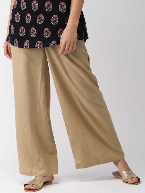 

Go Colors Women Dark Beige Solid Wide Leg Palazzos