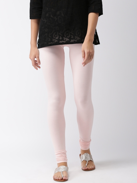 

Go Colors Women Pink Solid Churidar Length Leggings
