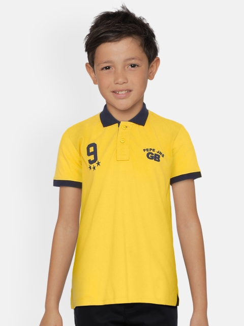 

Pepe Jeans Boys Yellow Solid Polo Collar T-shirt