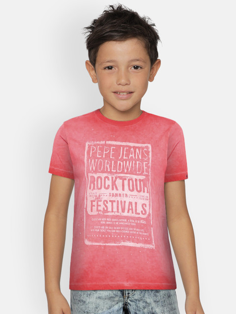 

Pepe Jeans Boys Red Printed Ombre Round Neck T-shirt