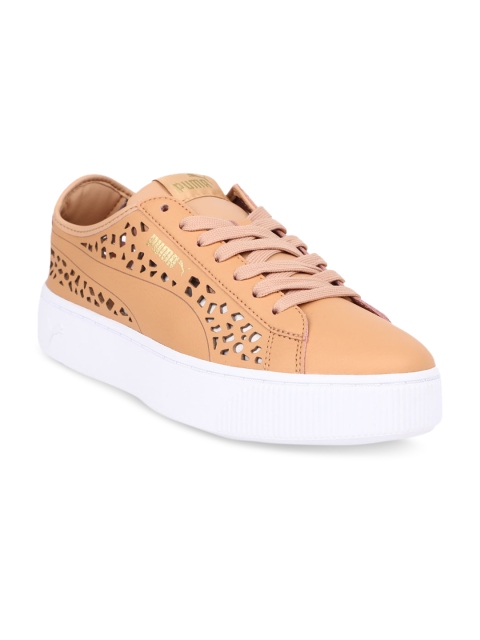 

Puma Women Brown Vikky Stacked Laser Cut Sneakers