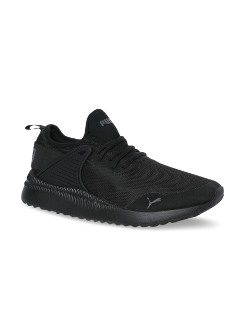 

Puma Men Black Woven Design Mesh Mid-Top Pacer Next Cage Sneakers