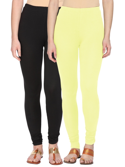 

Alena Women Pack of 2 Churidar Leggings, Black