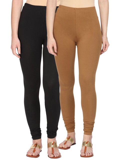

Alena Women Pack of 2 Churidar Leggings, Black