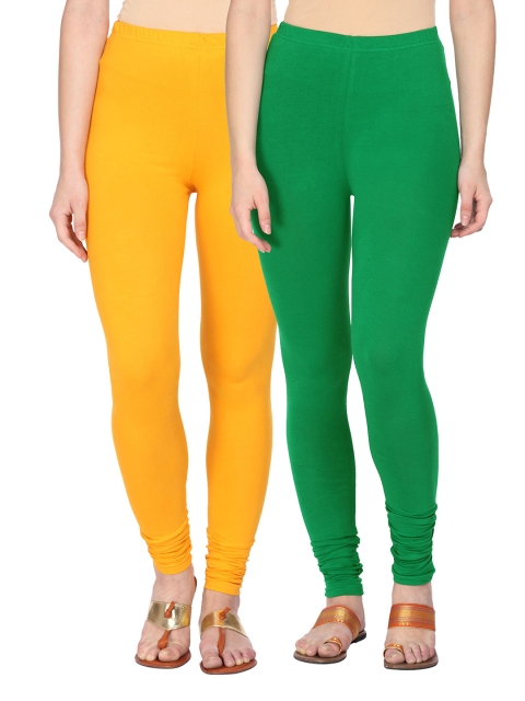 

Alena Women Pack of 2 Churidar Leggings, Mustard