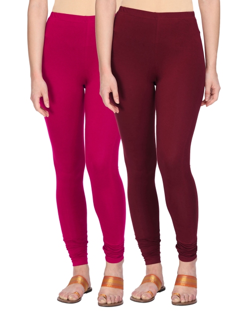 

Alena Women Pack of 2 Churidar Leggings, Red