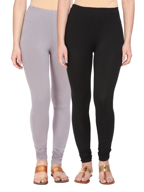 

Alena Women Pack of 2 Churidar Leggings, Black