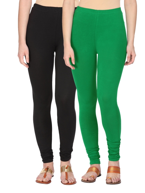 

Alena Women Pack of 2 Churidar Leggings, Black