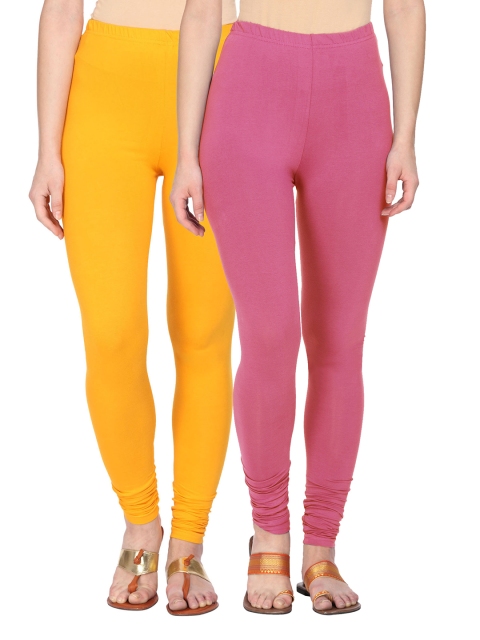 

Alena Women Pack of 2 Churidar Leggings, Mustard