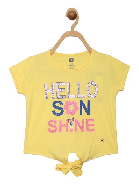 

612 league Girls Yellow Printed Top