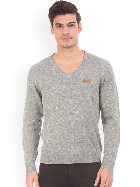 

Arrow Blue Jean Co. Men Grey Solid Sweater