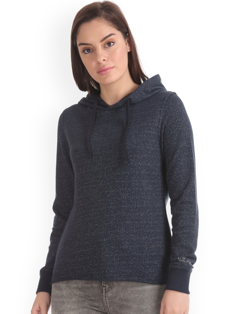 

U.S. Polo Assn. Women Women Blue Solid Hooded Sweatshirt