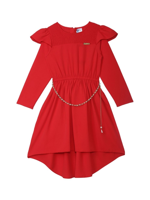 

612 league Girls Red Solid Fit and Flare Dress