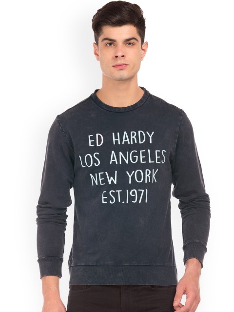

Ed Hardy Men Navy Blue Printed Sweatshirt
