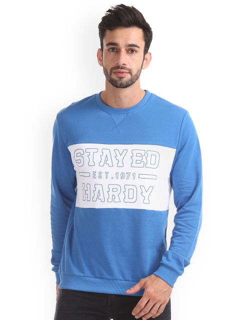 

Ed Hardy Men Blue & White Printed Sweatshirt