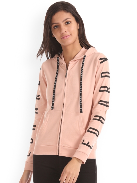 

Ed Hardy Women Pink Printed Hooded Sweatshirt