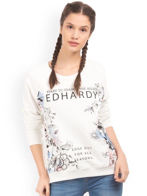

Ed Hardy Women White Printed Sweatshirt