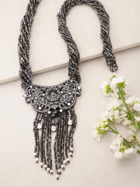 

Melani Borsa Grey Brass Gold-Plated Handcrafted Stone Studded Necklace