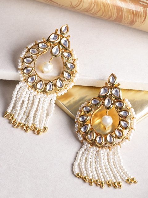 

Melani Borsa White Gold-Plated Handcrafted Classic Drop Earrings