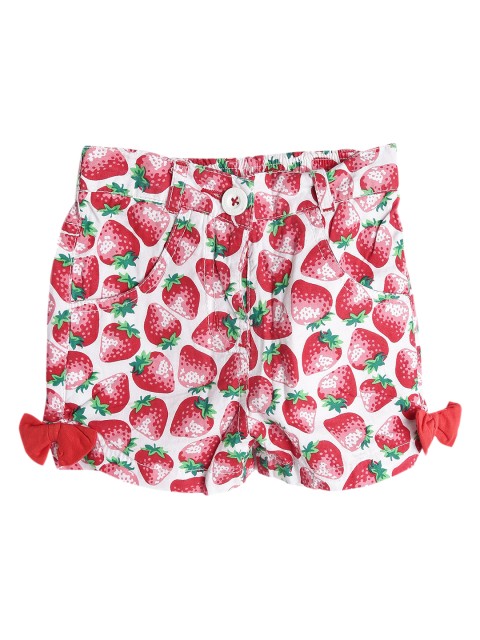 

612 league Girls White Printed Regular Fit Regular Shorts