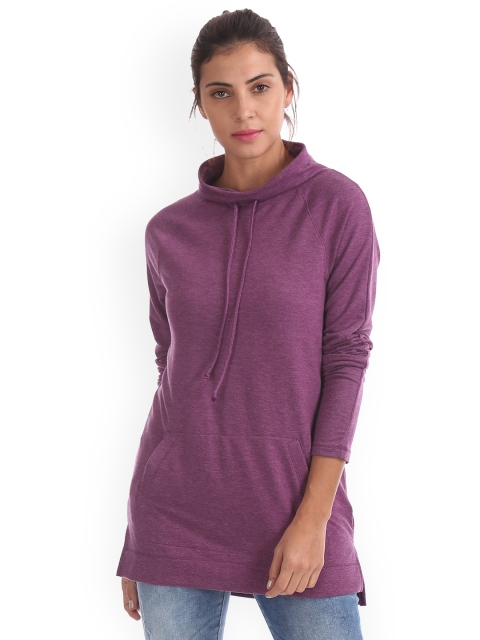 

Aeropostale Women Purple Solid Sweatshirt