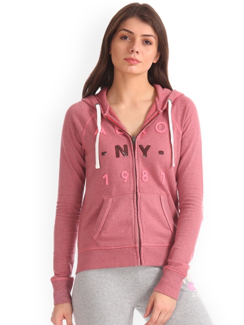 

Aeropostale Women Pink Printed Hooded Sweatshirt