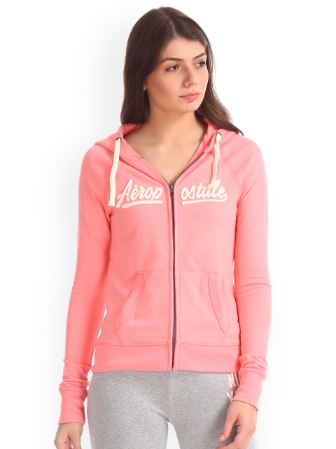 

Aeropostale Women Pink Printed Hooded Sweatshirt