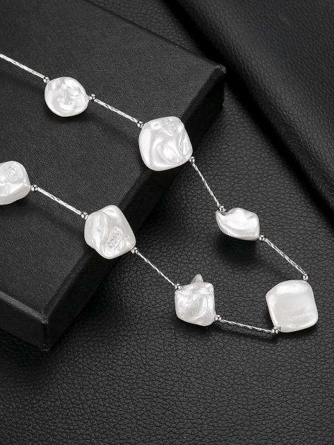 

Designs By Jewels Galaxy White Rhodium-Plated Handcrafted Necklace