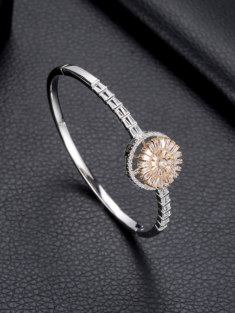 

Designs By Jewels Galaxy Rhodium-Plated & Silver-Toned Handcrafted Cuff Bracelet