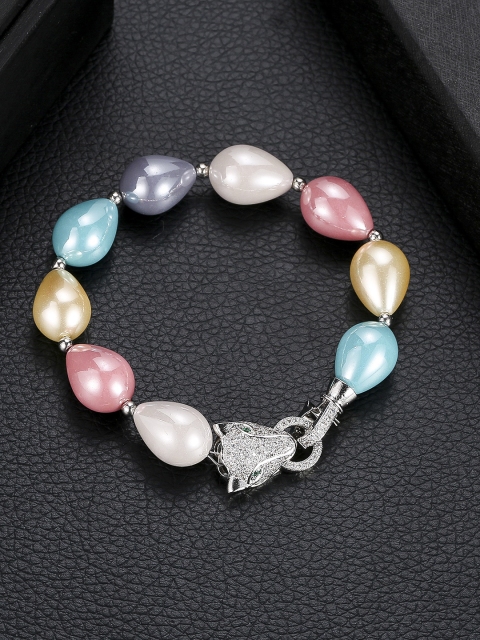 

Designs By Jewels Galaxy Multicoloured Rhodium-Plated Handcrafted Link Bracelet, Multi