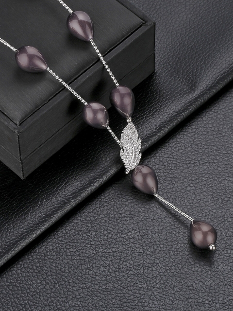 

Designs By Jewels Galaxy Gunmetal-Toned Rhodium-Plated Handcrafted Necklace, Metallic