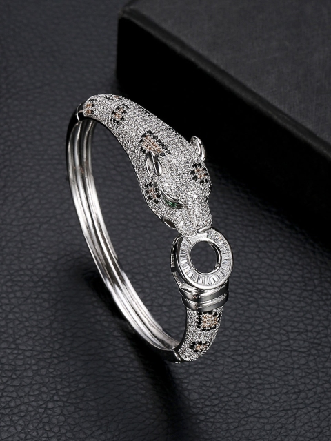 

Designs By Jewels Galaxy Silver-Toned Rhodium-Plated Handcrafted Cuff Bracelet