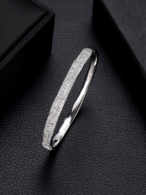 

Designs By Jewels Galaxy Silver-Toned Rhodium-Plated Handcrafted Cuff Bracelet
