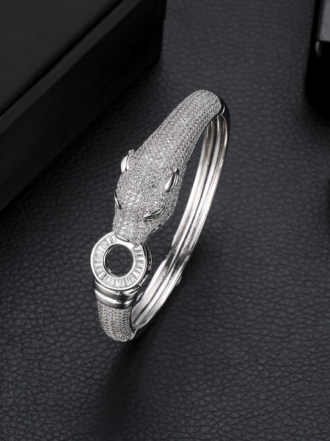 

Designs By Jewels Galaxy Silver-Toned Rhodium-Plated Handcrafted Cuff Bracelet