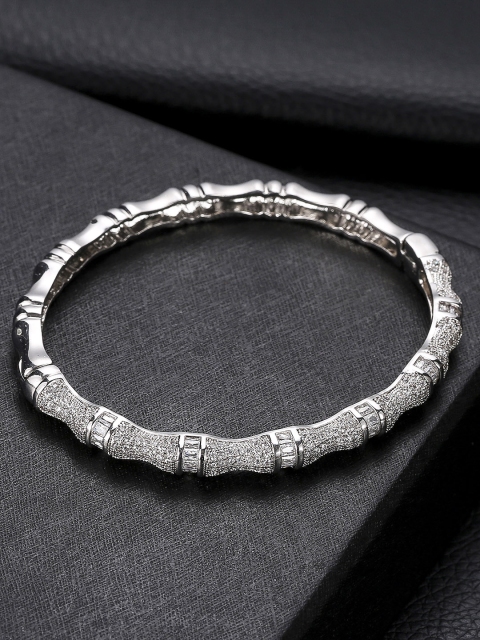 

Designs By Jewels Galaxy Silver-Toned Rhodium-Plated Handcrafted Cuff Bracelet