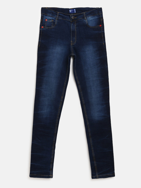 

612 league Boys Navy Regular Fit Mid-Rise Clean Look Stretchable Jeans, Navy blue