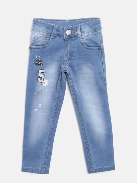 

612 league Girls Blue Regular Fit High-Rise Clean Look Stretchable Jeans