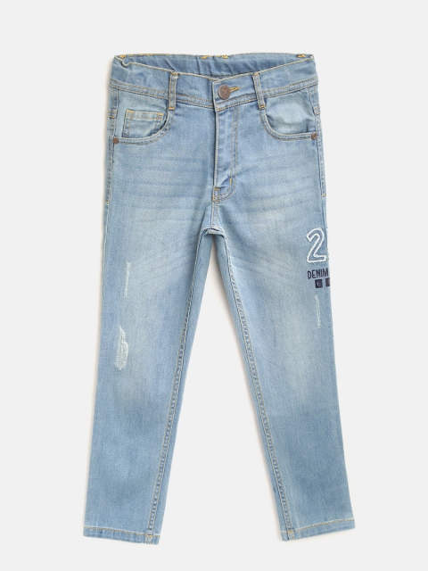 

612 league Boys Blue Regular Fit Mid-Rise Low Distress Stretchable Jeans
